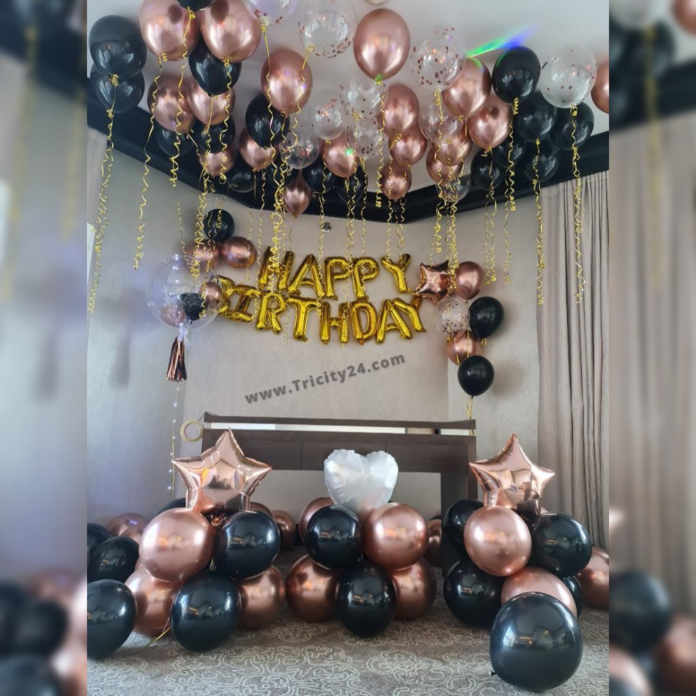 Black & Rose Gold Birthday Theme Decoration (p191). – Tricity 24