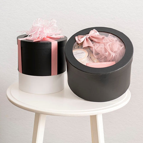 Black Kraft Paper Round Shape Window Cake Box.