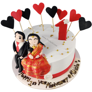 (M936) Anniversary Theme Cake (1 Kg).