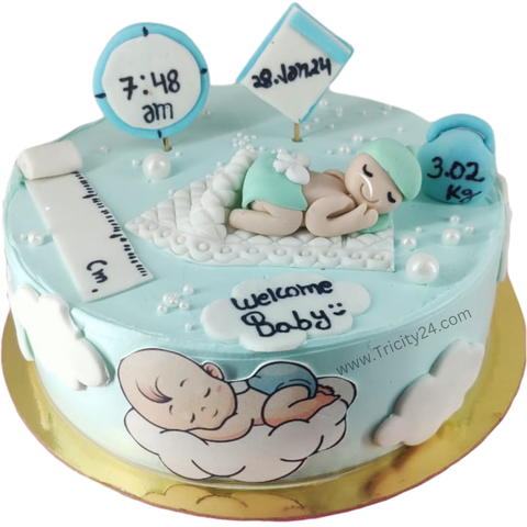 (M961) Welcome Baby Theme Cake (1 Kg).