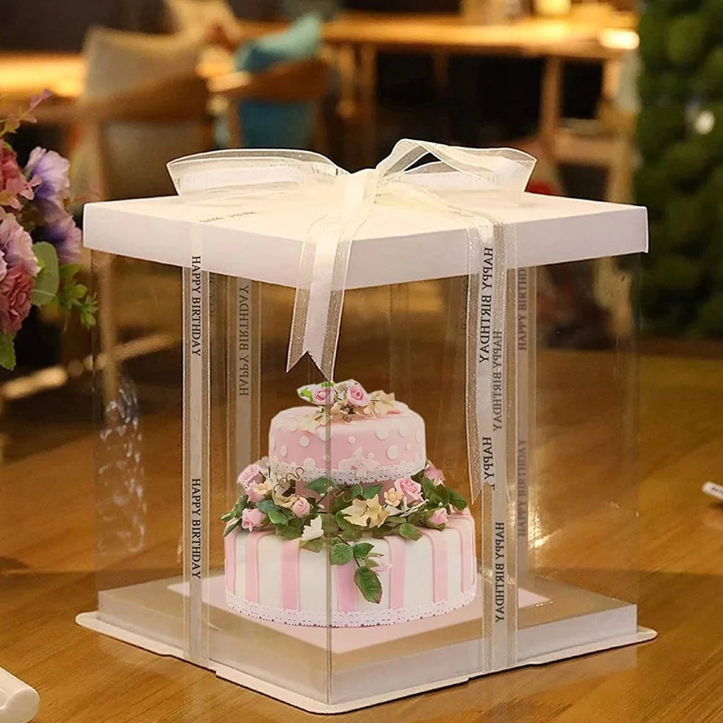 Amazon.com: Restaurantware Sweet Vision 10 Inch x 6.75 Inch Transparent  Cake Boxes, 10 Grease Resistant Base Clear Cake Boxes - Disposable, Plastic  Birthday Cake Boxes, For Weddings Or Birthdays : Home & Kitchen