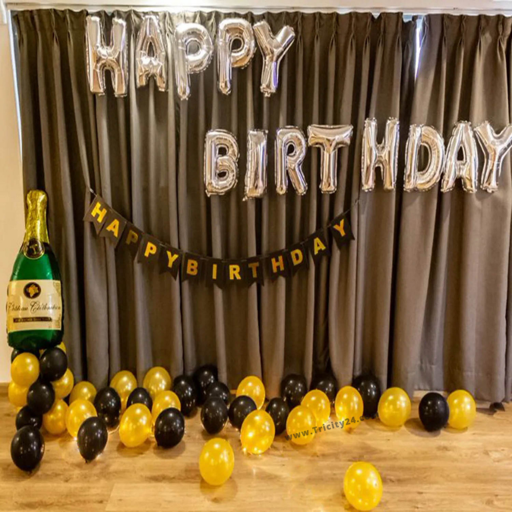 Happy Birthday Silver Theme Party Decoration (P44).