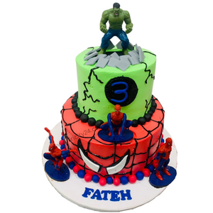 (M343) Hulk Theme Two Tier Kids Cartoon Cake (2 Kg).